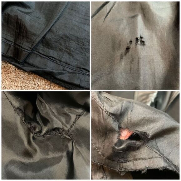 Vintage Black 80s Wool Leather Patch Bomber Western Coat Medium Large - Picture 6 of 8